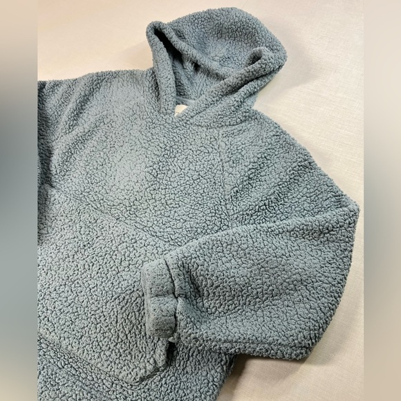 American Eagle Sweater Womens Size Small Blue Sherpa Fleece Hoodie Pullover - Picture 2 of 6